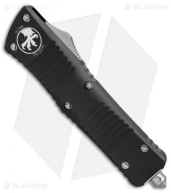 Microtech Combat Troodon Tanto Automatic OTF Knife (3.8" Stonewash Serr) 144-11 -Microtech microtech combat troodon tanto sw 144 11 BHQ 7764 er spine