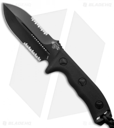 Microtech Crosshair Knife Double Edge Fixed Blade (5" Black Serr) 101-2BL 1 Microtech Crosshair Knife Double Edge Fixed Blade (5" Black Serr) 101-2BL