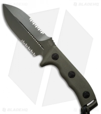 Microtech Crosshair D/E Elmax Fixed Blade Knife (5" Green Serr) 101-2GR 1 Microtech Crosshair D/E Elmax Fixed Blade Knife (5" Green Serr) 101-2GR