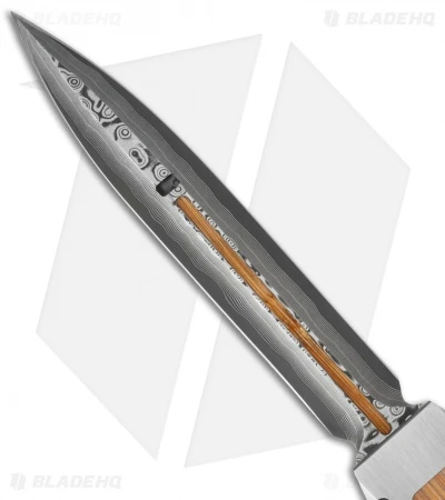 Marfione Custom Dragonslayer IV OTF Knife Stainless/Bamboo (Cowry-X Damascus) 4 Marfione Custom Dragonslayer IV OTF Knife Stainless/Bamboo (Cowry-X Damascus) - Image 4