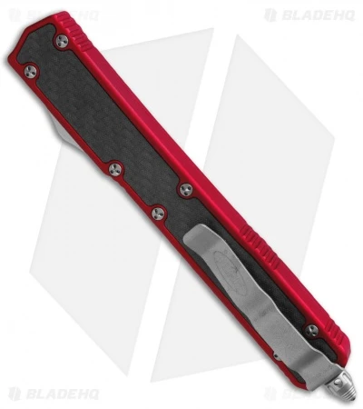 Microtech Makora II D/A OTF Automatic Knife CF/Red (4.45" Satin Full Serr) 106-6 2 Microtech Makora II D/A OTF Automatic Knife CF/Red (4.45" Satin Full Serr) 106-6 - Image 2