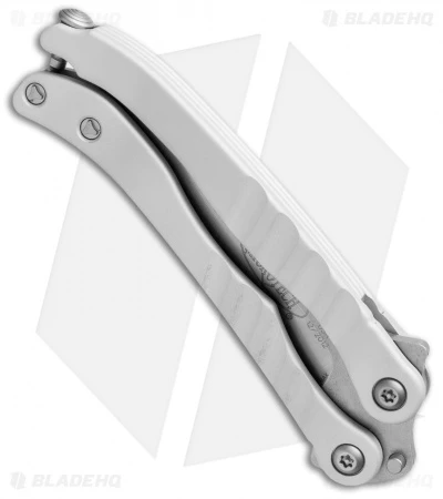 Microtech Metalmark Silver Aluminum Balisong Butterfly Knife (3.875" Black) 2 Microtech Metalmark Silver Aluminum Balisong Butterfly Knife (3.875" Black) - Image 2