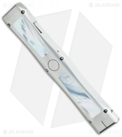 Marfione Custom Dragonslayer IV OTF Knife Mother Of Pearl (Blued Damascus) 4 Marfione Custom Dragonslayer IV OTF Knife Mother Of Pearl (Blued Damascus) - Image 4