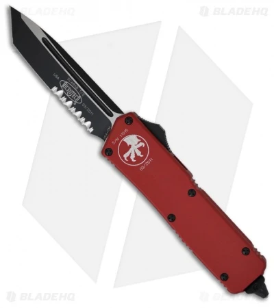 Microtech Scarab Executive Red OTF Tanto Knife (3.5" Black Serr) 108-2RD 1 Microtech Scarab Executive Red OTF Tanto Knife (3.5" Black Serr) 108-2RD