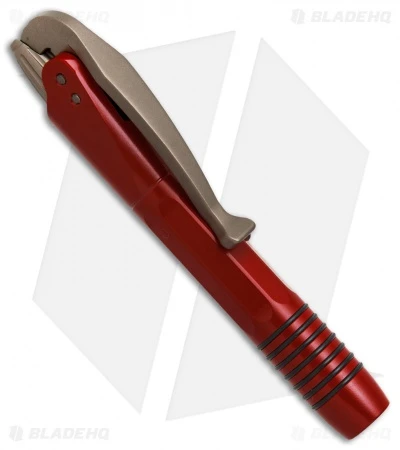 Microtech Siphon II Pen Stainless Steel Red - Bronzed Hardware 2 Microtech Siphon II Pen Stainless Steel Red - Bronzed Hardware - Image 2