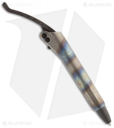 Microtech Marfione Custom Torched Titanium Siphon Pen W/ Carbon Fiber 1 Microtech Marfione Custom Torched Titanium Siphon Pen W/ Carbon Fiber