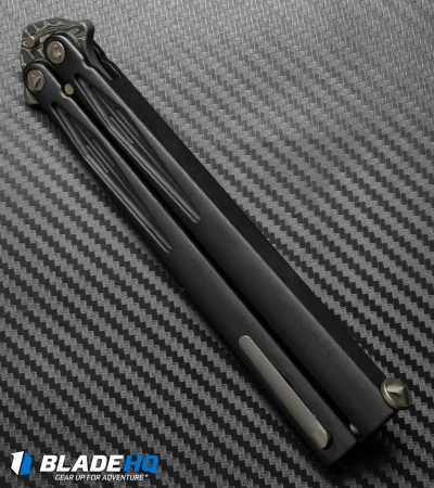 Marfione Custom Tachyon III Balisong Knife DLC Titanium (4.5" Damascus) 2 Marfione Custom Tachyon III Balisong Knife DLC Titanium (4.5" Damascus) - Image 2