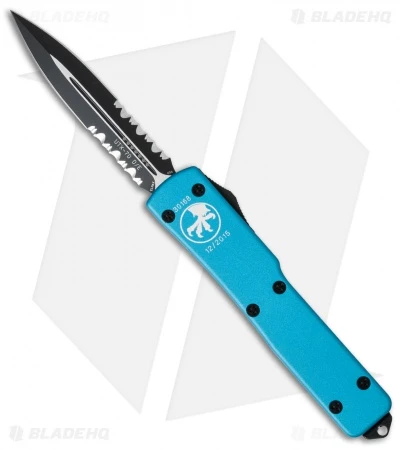 Microtech UTX-70 D/A OTF D/E Automatic Knife Turquoise (2.4" Black Serr) 147-2TQ 1 Microtech UTX-70 D/A OTF D/E Automatic Knife Turquoise (2.4" Black Serr) 147-2TQ